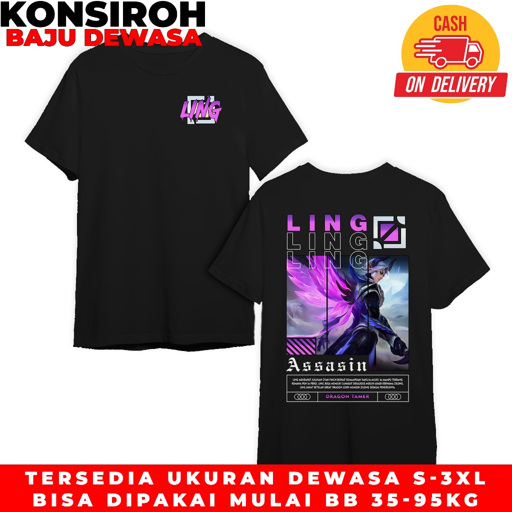 KAOS DEWASA MOBILE LEGEND LING DRAGON TAMER KAOS ASSASIN T-SHIRT PRIA DAN WANITA KAOS DISTRO TERBARU