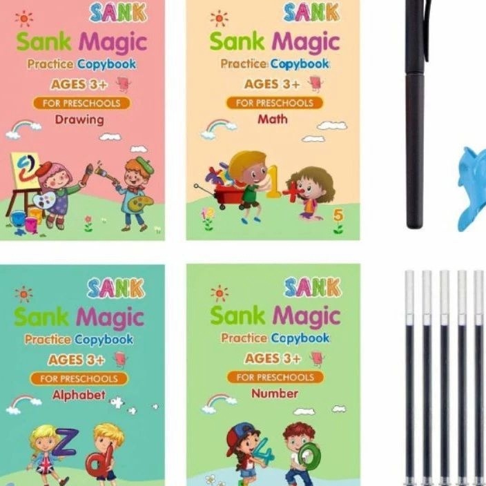 

ISTIMEWA SANK MAGIC BOOK SET BUKU BELAJAR MENULIS BUKU TINTA DI HAPUS 4 IN 1