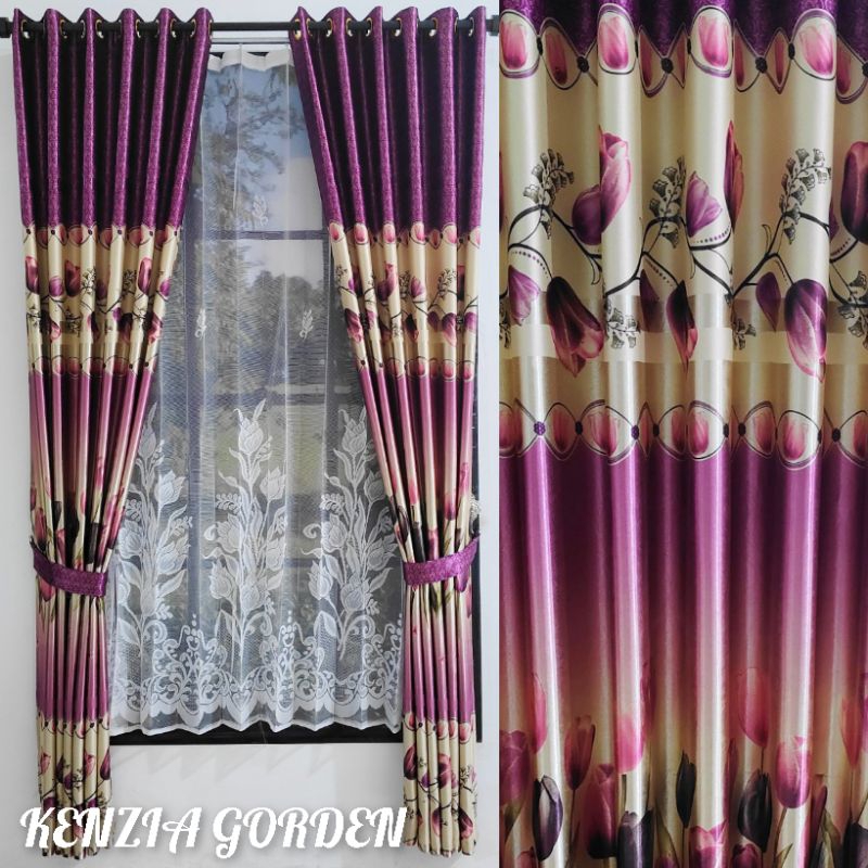 Gorden Jendela kamar motif tulip mewah bahan kain blackout import teba model semokring