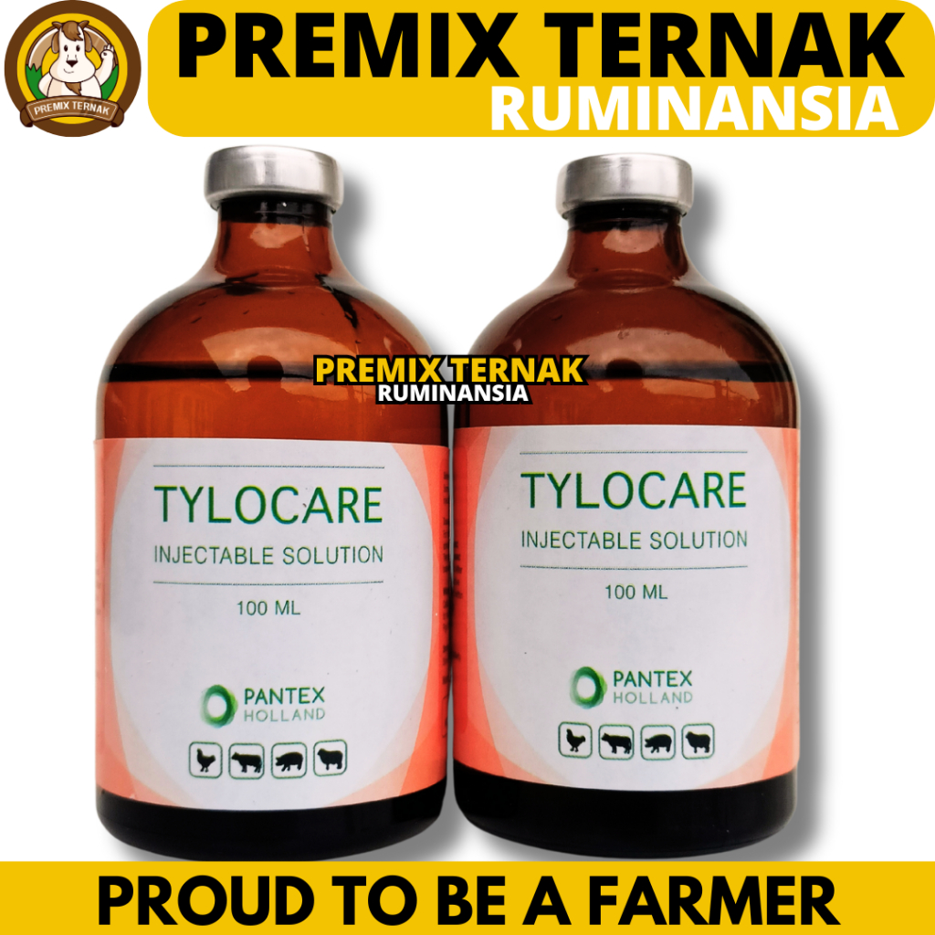 TYLOCARE 100ML PANTEX HOLLAND - Tylosin Obat Antibiotik Pernafasan Hewan Ternak Sapi Kambing Babi An