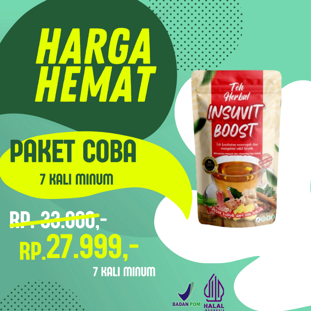 

TEH JSR INSUVITBOOST HERBAL DIABETES KENCING MANIS PAKET COBA COBA 7 KALI MINUM