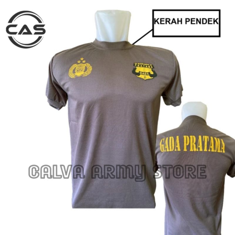 KAOS SATPAM COKLAT GADA PRATAMA TERBARU KERAH PENDEK & PANJANG