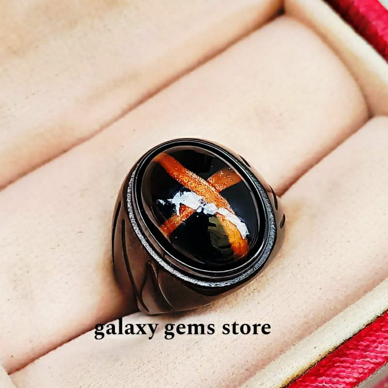 Cincin Batu Tapak Jalak Garis Emas