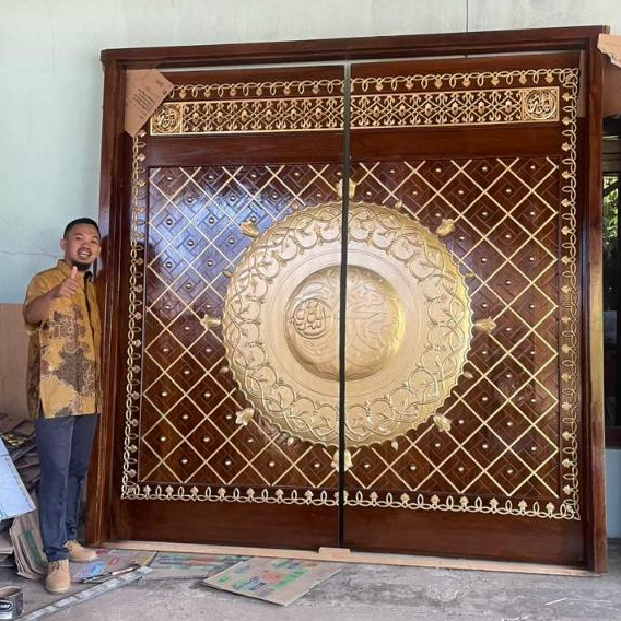 Pintu masjid nabawi ukiran kayu jati jepara terbaru