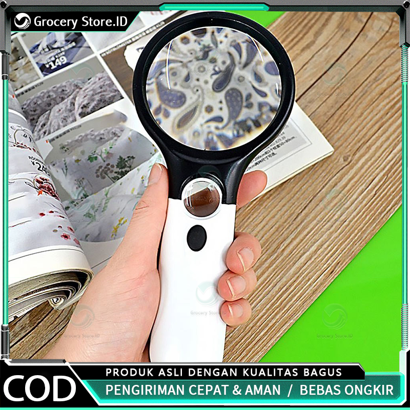 

Kaca Pembesar LED 2in1 Pembesar 3 LED Membaca Magnifying Glass Dengan Lampu