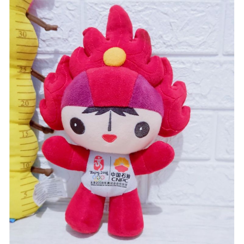 Boneka Beijing 2008 Mascot Plush Doll Huanhuan Red Fire Fuwa 10.5 Inch Olympics