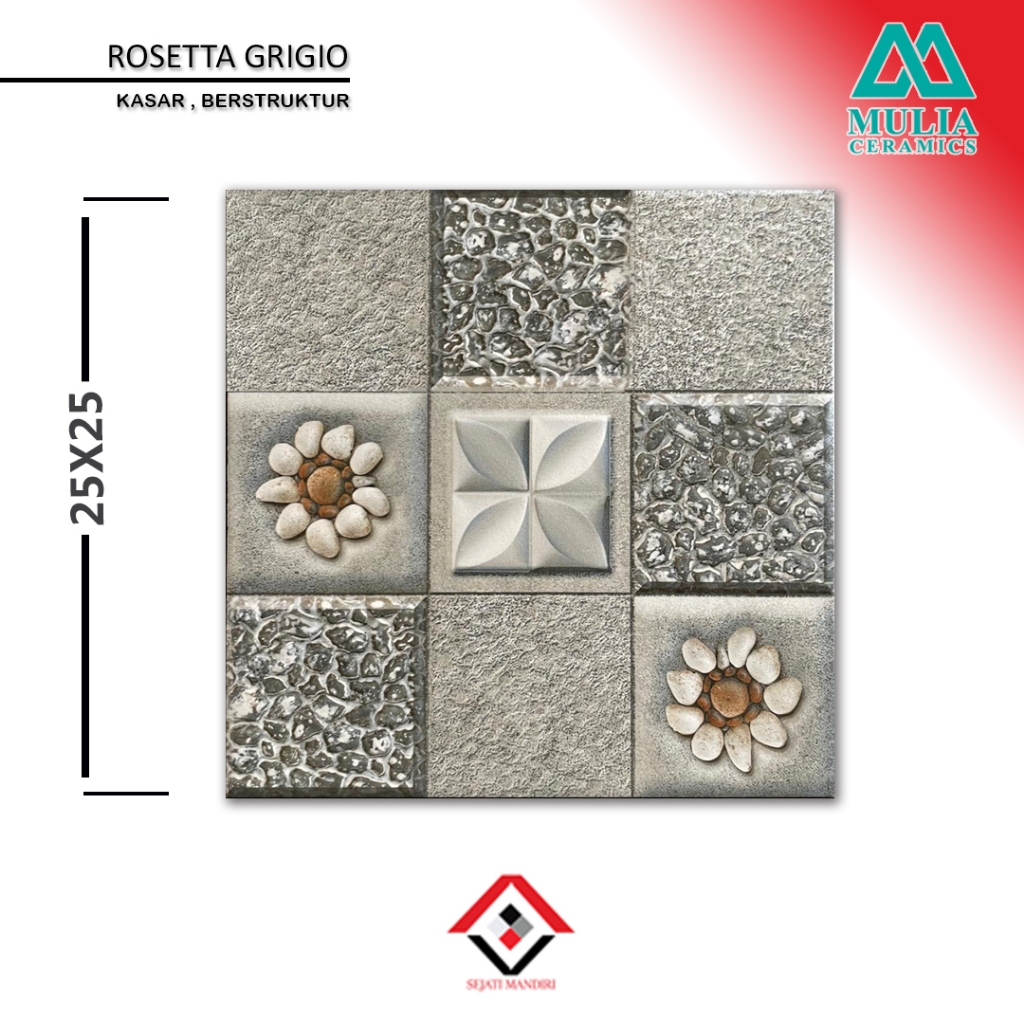 keramik 25x25 - motif batu alam - mulia rosetta grigio