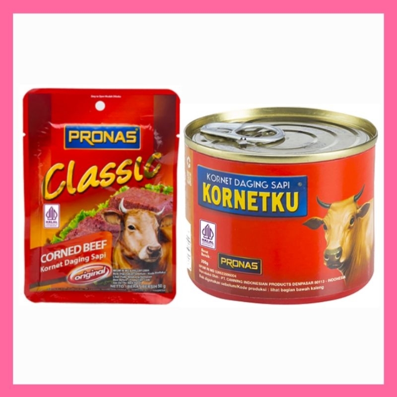 

kornet sachet kaleng daging sapi pronas classic original kornetku 50g 200gr