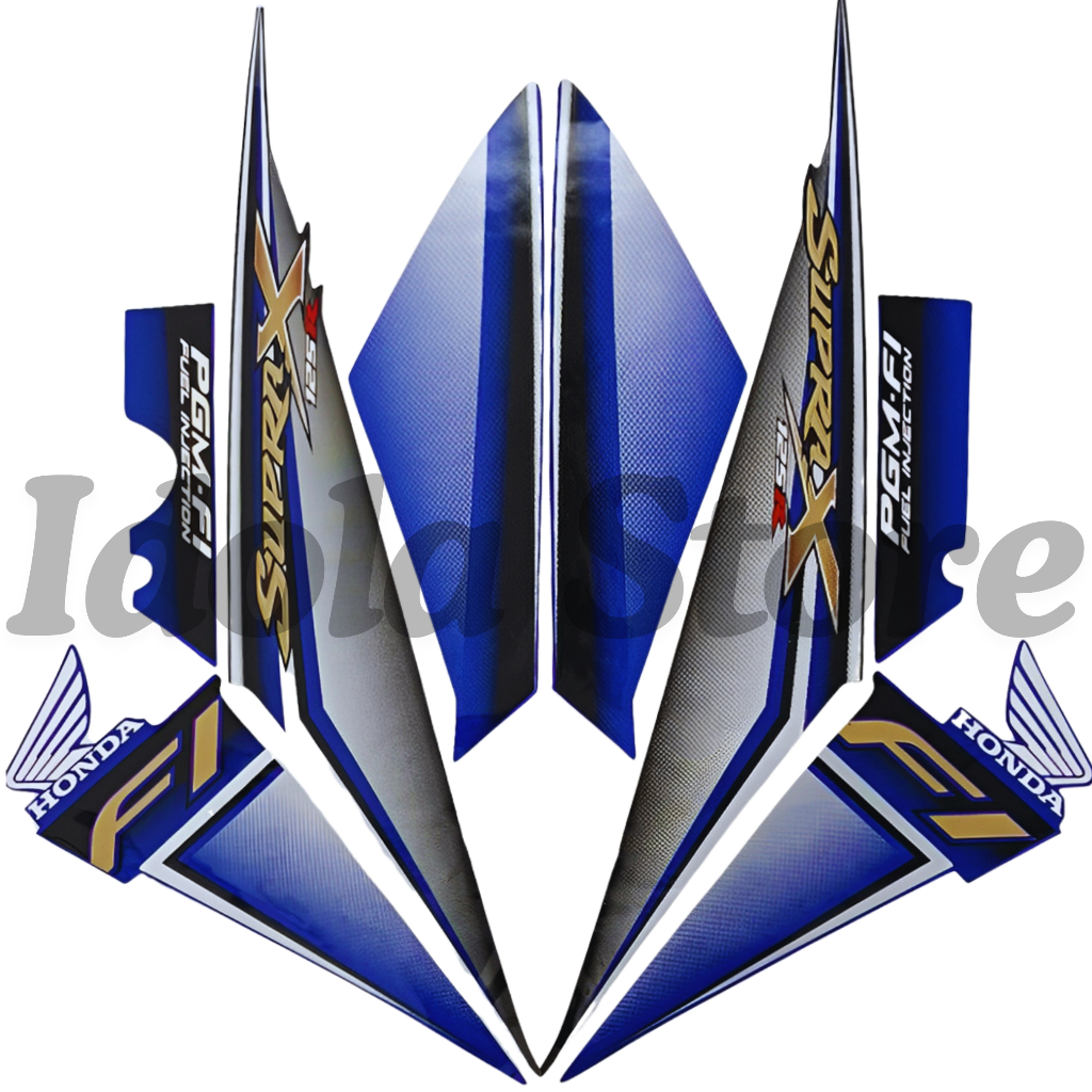 Stiker Striping Honda Supra X 125 R 2009 2010 Pgm Fi Silver Biru List Body Motor Supra X 2009