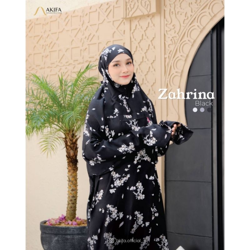 ZAHRINA - AKIFA - PRAYER SET - MUKENA ADEM - MUKENA TERUSAN - WARNA BLACK