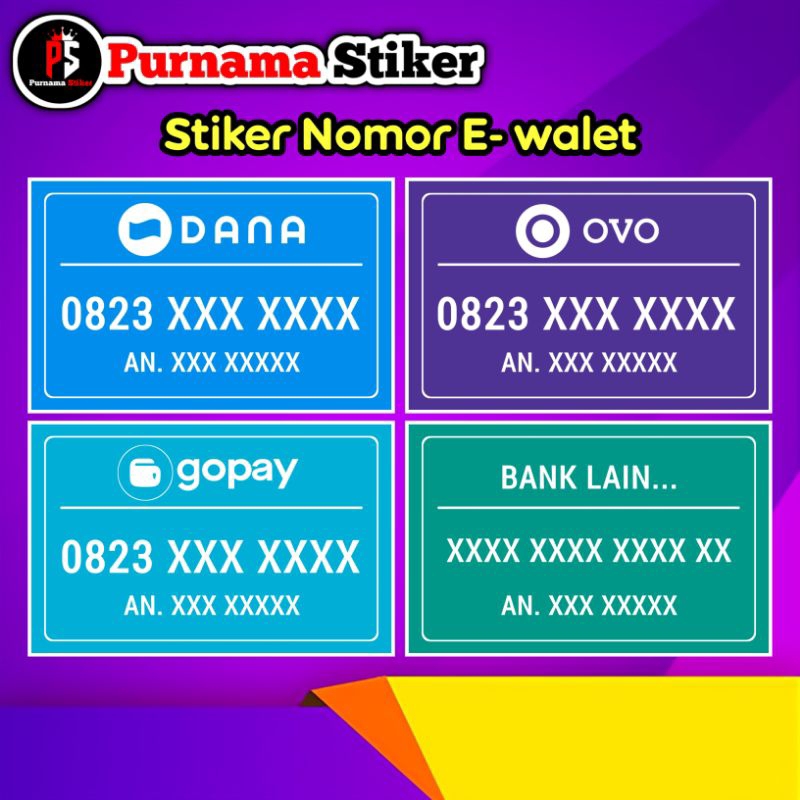 

Stiker Label Nomer E- walet Bahan anti luntur dan pudar