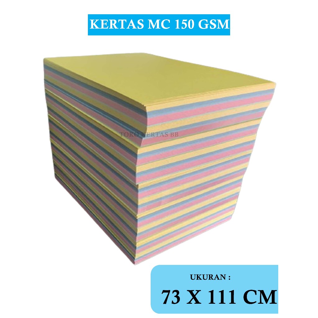 

Kertas MC / Kertas HVO Ukuran PLANO ( 73 X 111 CM ) 150 Gsm Warna ( Hijau , Merah , Biru , Kuning ) , isi 1 Lembar