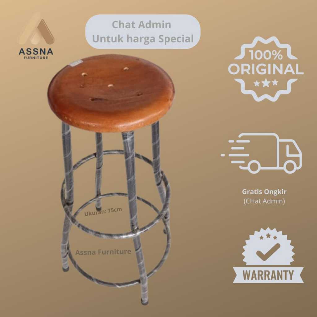 Kursi Bakso Cafe Bangku Teras warkop Besi Kayu Multifungsi 75 cm