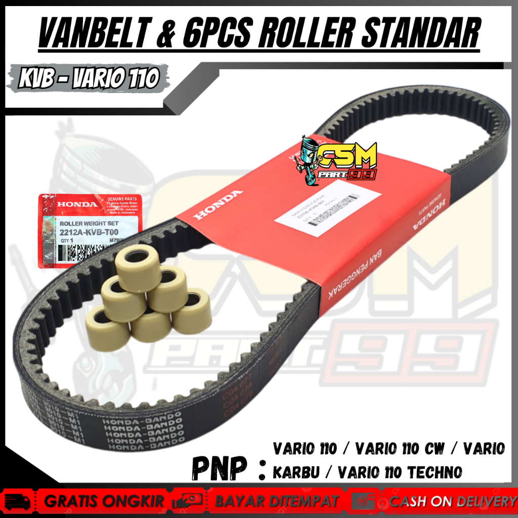 ( HONDA KVB ) VANBELT SET VARIO 110 + ROLLER SET VARIO 110 KARBU / VARIO 110 TECHNO / FANBEL CVT / V