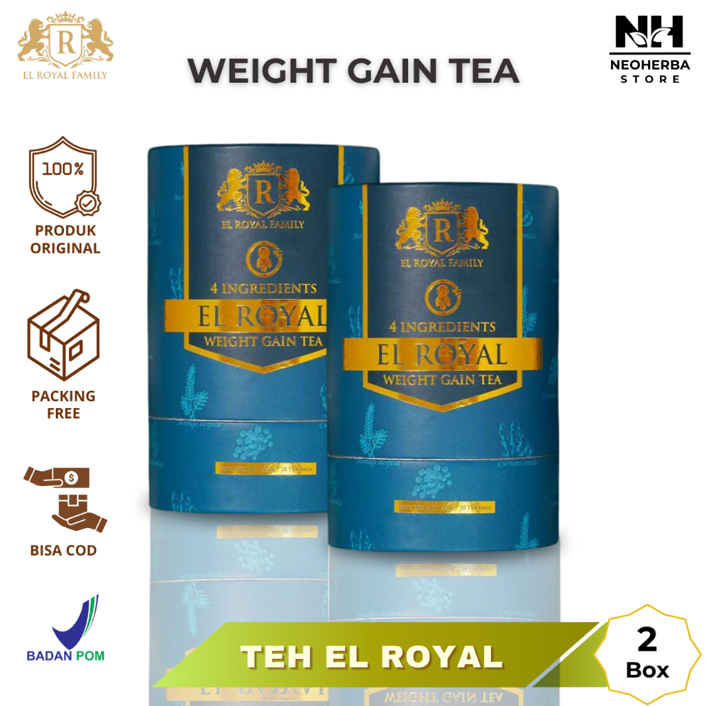 

El Royal Weight Gain Tea - Teh Penggemuk 2 PCS - 2X Kali lebih cepat naik berat badan - Solusi Naik BB Tanpa Efek Samping 28Tea Bags