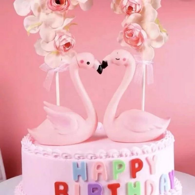 {OTU} Topper Kue Flamingo / Dekorasi Kue Mobil Ulang Tahun Motif Flamingo / Hiasan Kue Ulang Tahun B