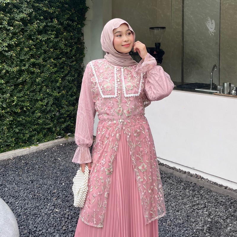 HAVA OUTER TILE GARDEN MIX CHANTILY ALL SIZE LD 110 OUTER BRUKAT TUNIK WANITA ATASAN BRUKAT KOREAN S