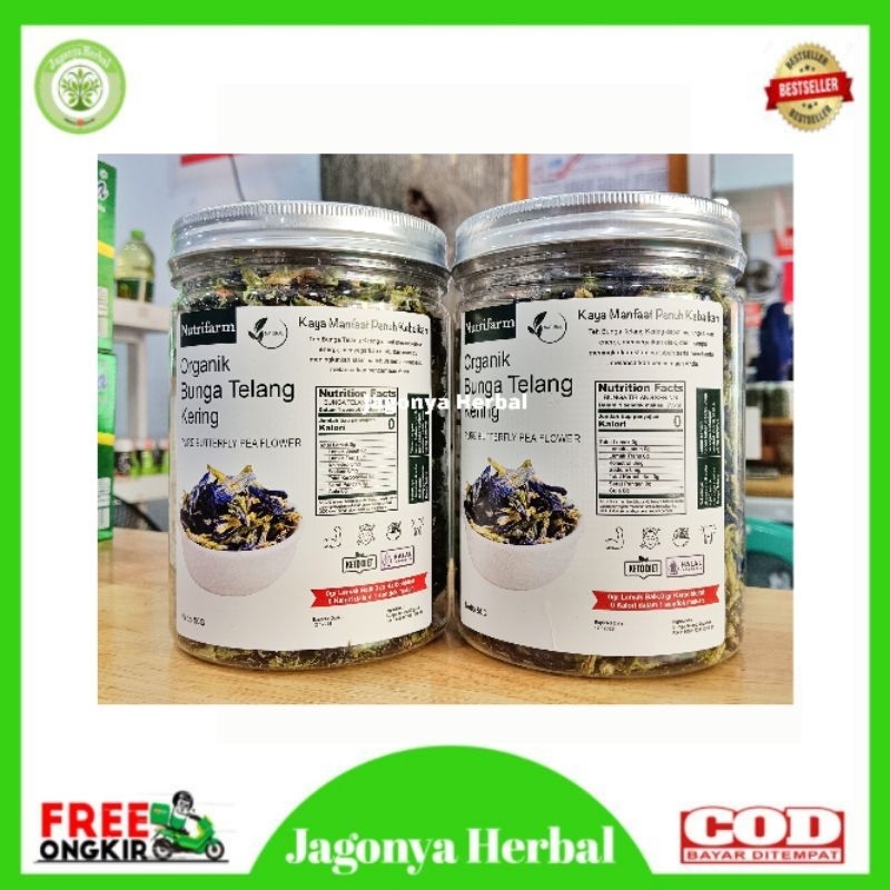 

TEH BUNGA TELANG KERING PREMIUM ORGANIK UNGU GRADE A - BUTTERFLY PEA TEA NUTRIFARM ISI 50 GRAM