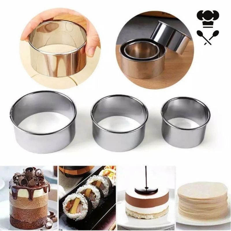 Cetakan Kue Bomboloni Ring Bulat Ring Cutter Burger Cake Cookies Bahan Stainless Panggang Tinggi 3cm