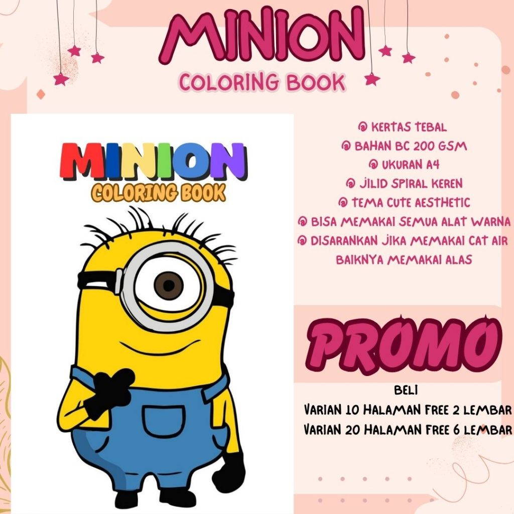 

MINION Healing Relaxing Coloring Book Activity Buku Mewarnai Anak Remaja Dewasa Aesthetic BC Tebal