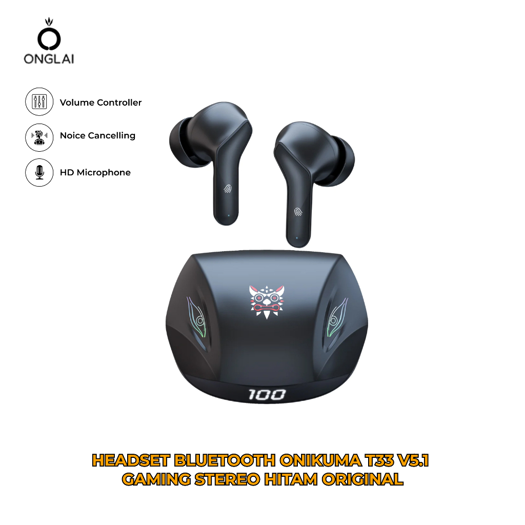 HEADSET BLUETOOTH ONIKUMA T33 V5.1 GAMING STEREO HITAM ORIGINAL