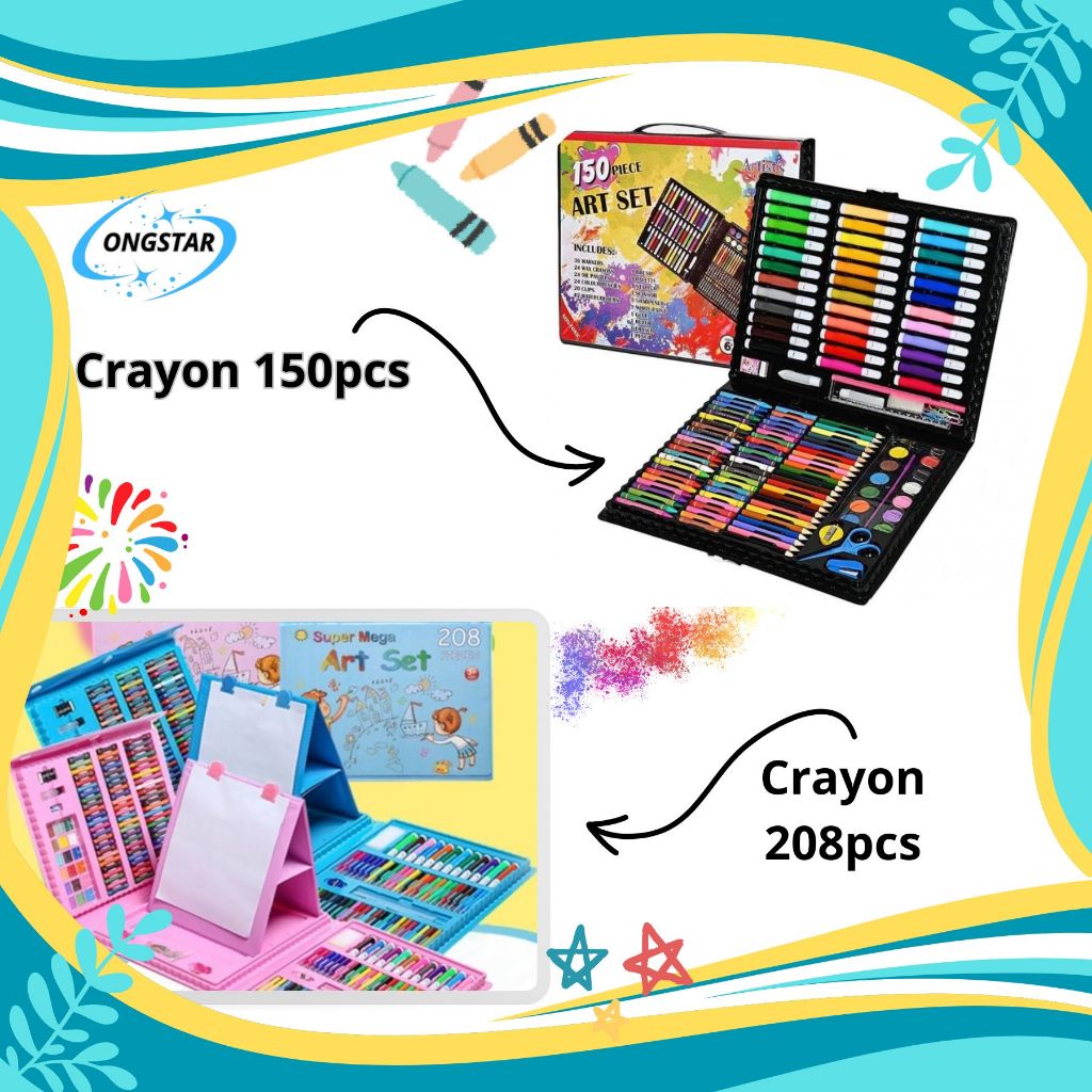 

crayon set 208pcs/krayon mewarnai anak