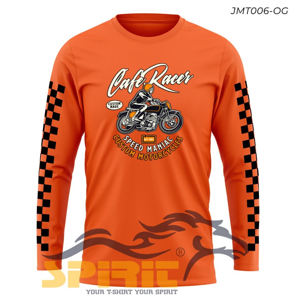 Baju Rider Motor CB Cafe Racer Speed Maniac Kaos Pengendara Motor Classic Katun 24s Lengan Panjang