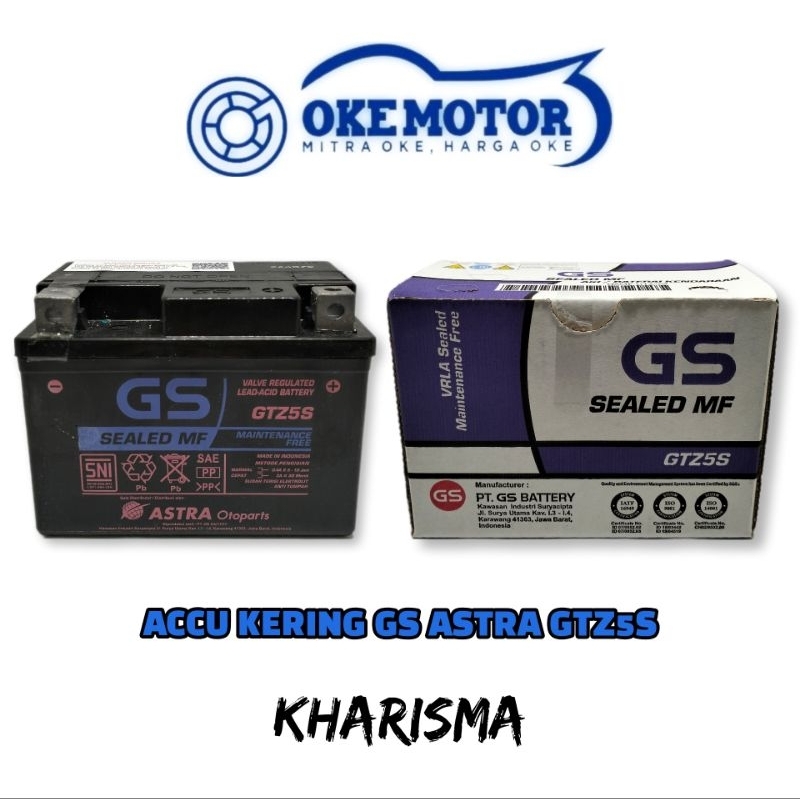 Aki Motor GS ASTRA SEALED MF KERING GTZ-5S KHARISMA, BEAT, BEAT-FI