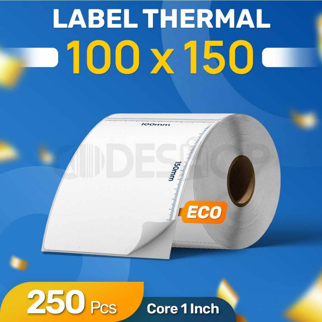 

Label Sticker Barcode Thermal ECO 100X150 mm Cetak Resi isi 250 pcs