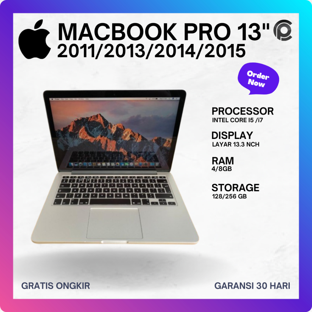 Macbook Pro 13" 2011 2012 2013 2014  2018 TB 2015 Second Original Berkualitas Termurah