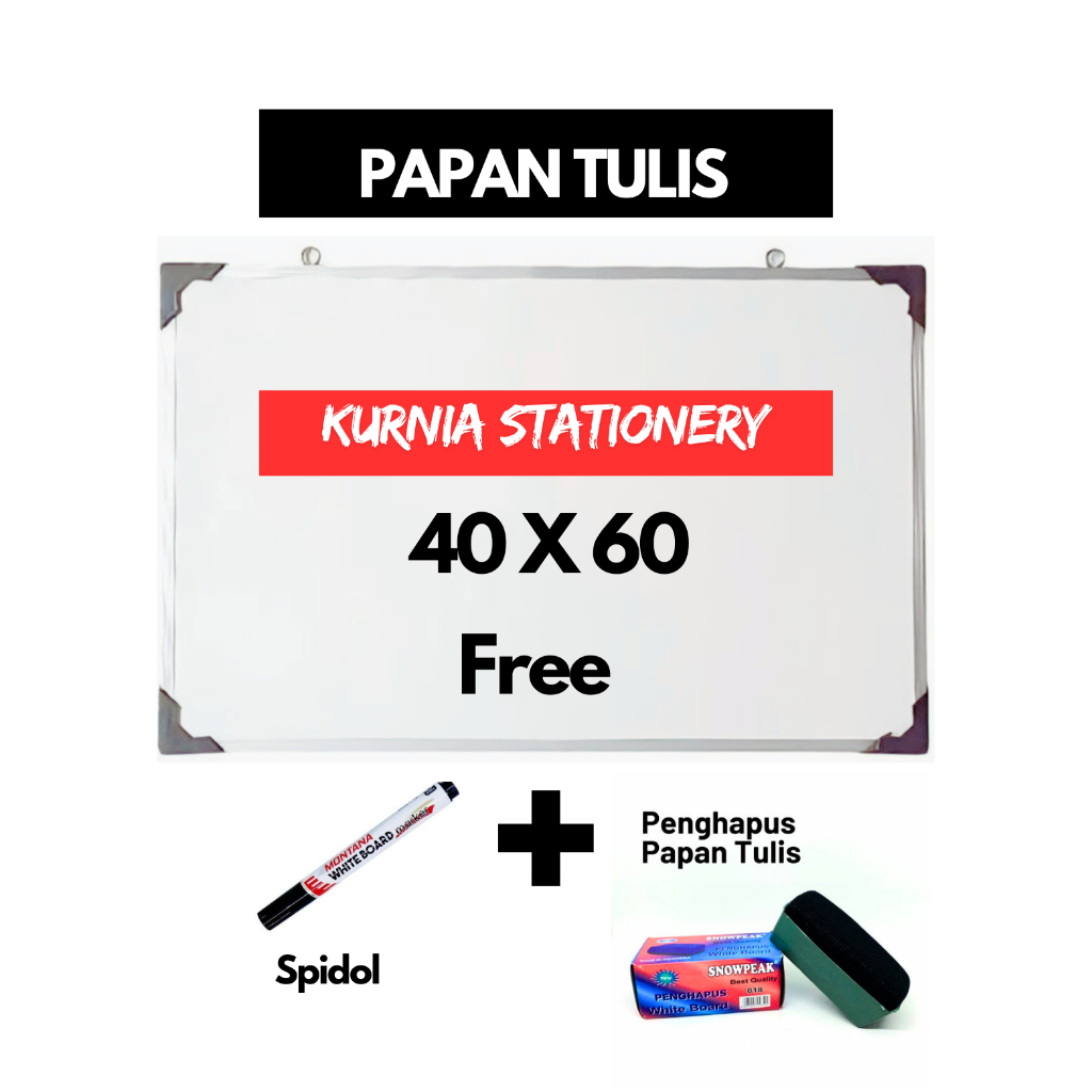 

Papan Tulis Whiteboard & Blackboard 40X60 (FREE SPIDOL & PENGHAPUS)