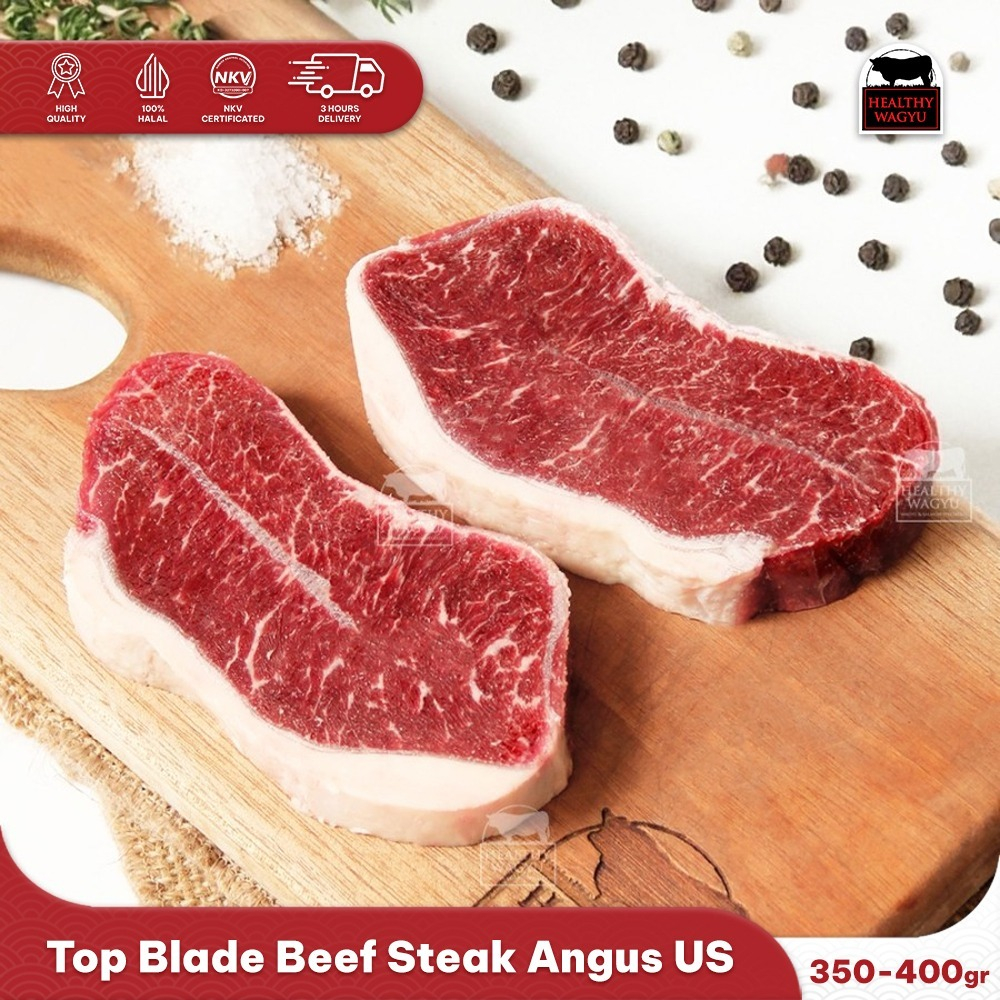 

Top Blade US Beef Steak Blackangus Flat Iron Steak Healthy Wagyu 350-400gr