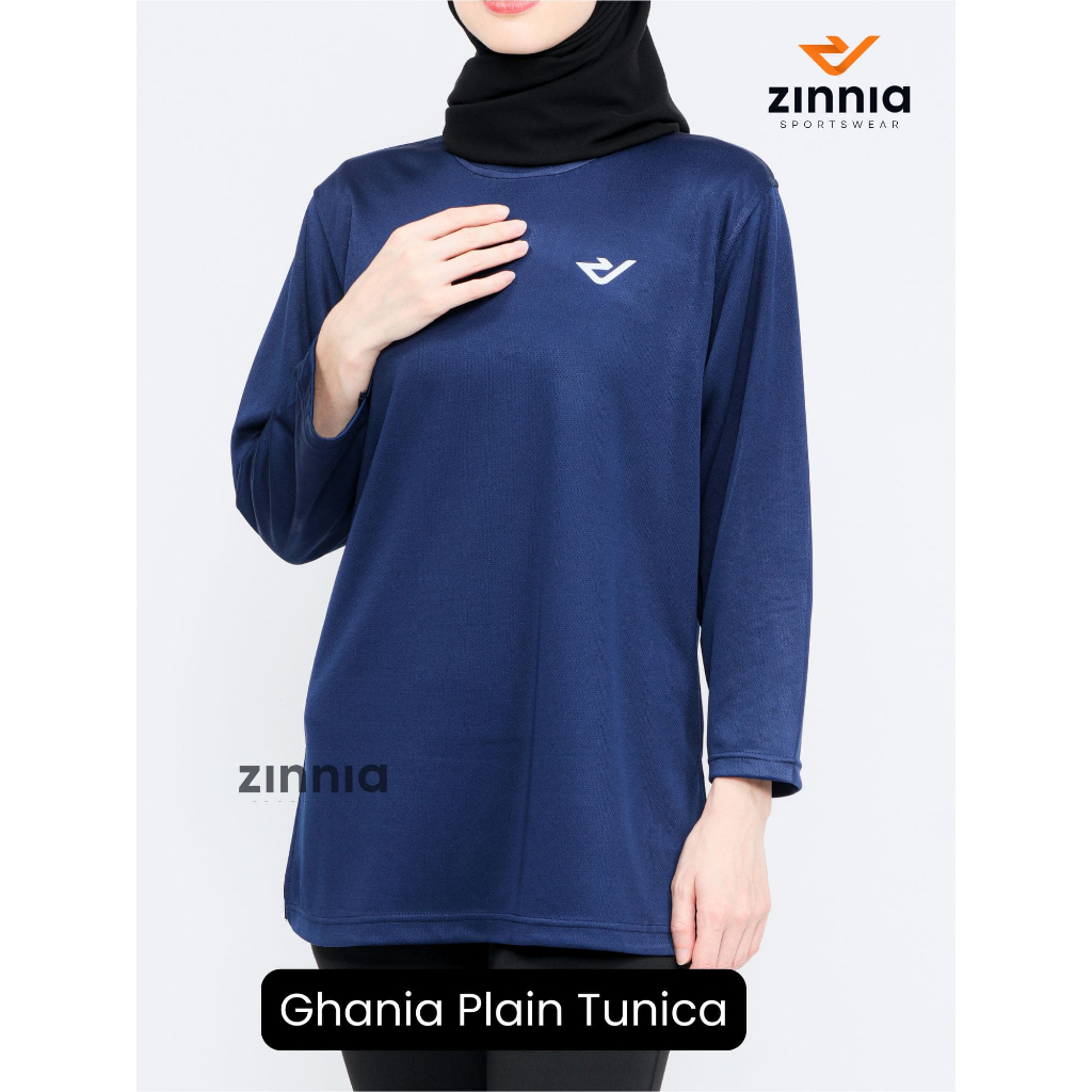Zinnia Sportswear Ghania Tunica Baju Olahraga Wanita Muslim Bahan Dry Fit High Quality Menyerap Keri