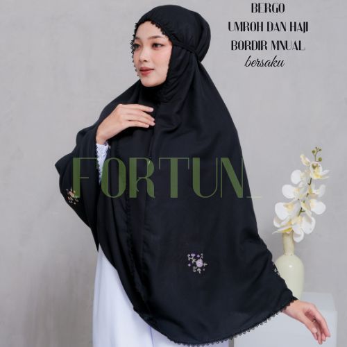 Bergo Bordir Renda kecil Muka Renda