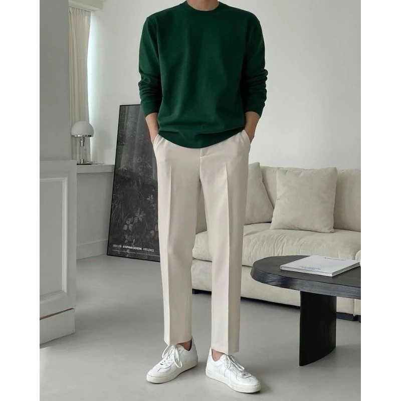 WARNA CREAM / CELANA KERJA PRIA KANTOR FORMAL SLIMFIT BAHAN DASAR KAIN WOL PREMIUM QUALITY