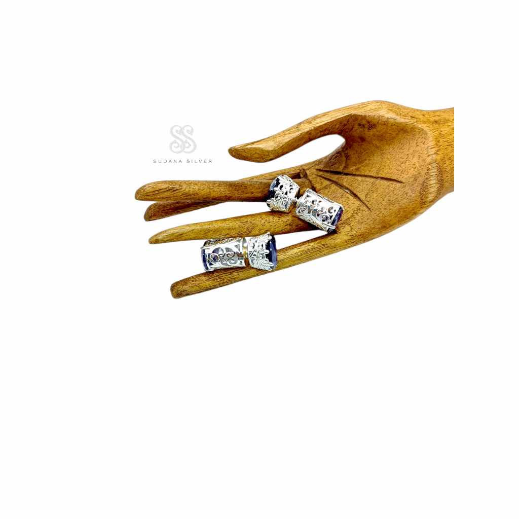 Anting Giwang Subeng Perak Lembayung Amethyst Silver 925 Handmade Bali