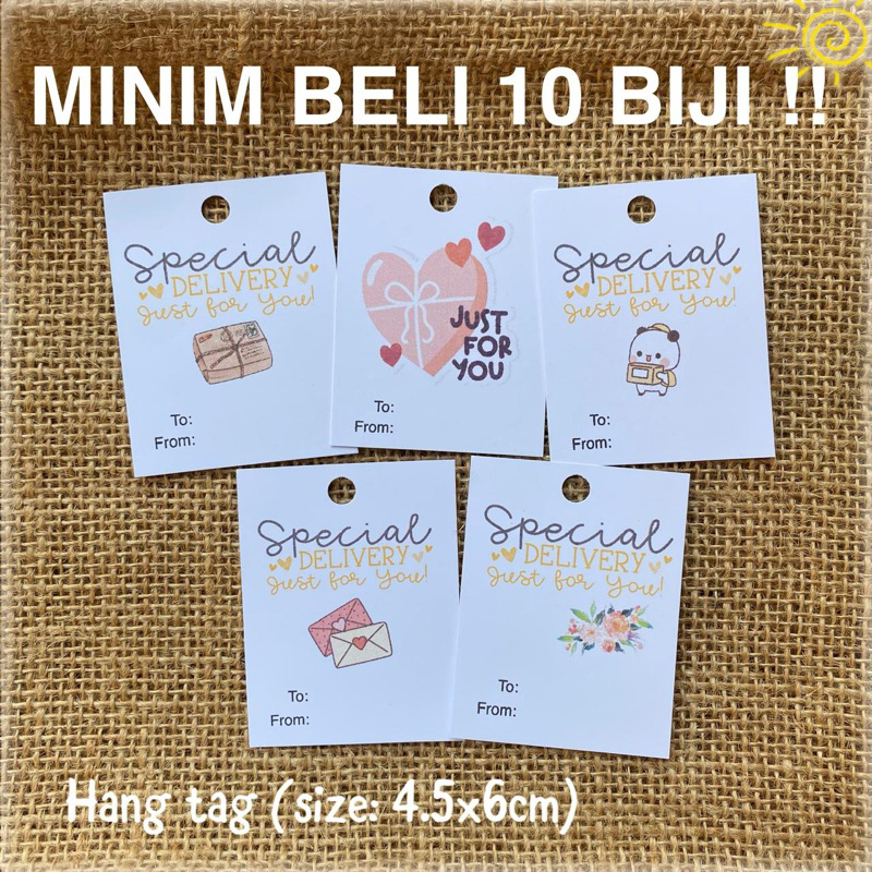 

1(satu) biji label hangtag special delivery for you / tag just for you / tag kiriman paket