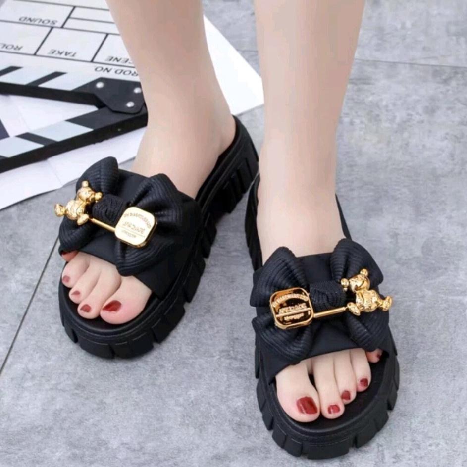 Sale Sendal Wanita Wedges Pita End Bear Sandal Karet Eva Hak Tinggi Slop