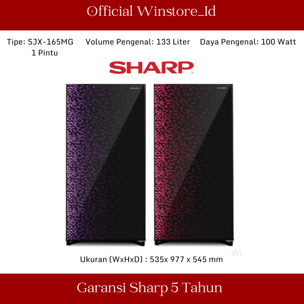 KULKAS SHARP 1 PINTU SJX-165MG / SJX 165 MG SEMI AUTO DEFROST 165MG