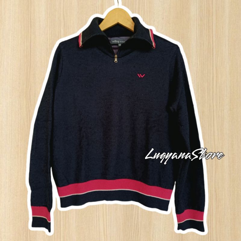 [COD] THRIFT HALF ZIP RAJUT HITAM PINK WANITA | SWEATER RAJUT ZIPPER BLACK PINK | BAJU OLAHRAGA BAHA
