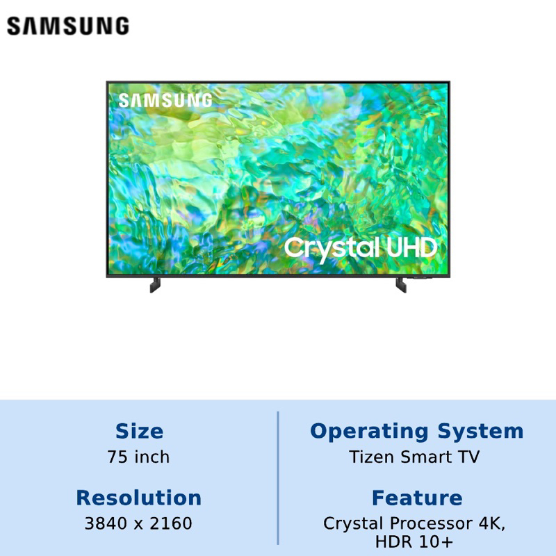 SAMSUNG TV 75 INCH 75CU8000 SMART TV 4K CRYSTAL UHD