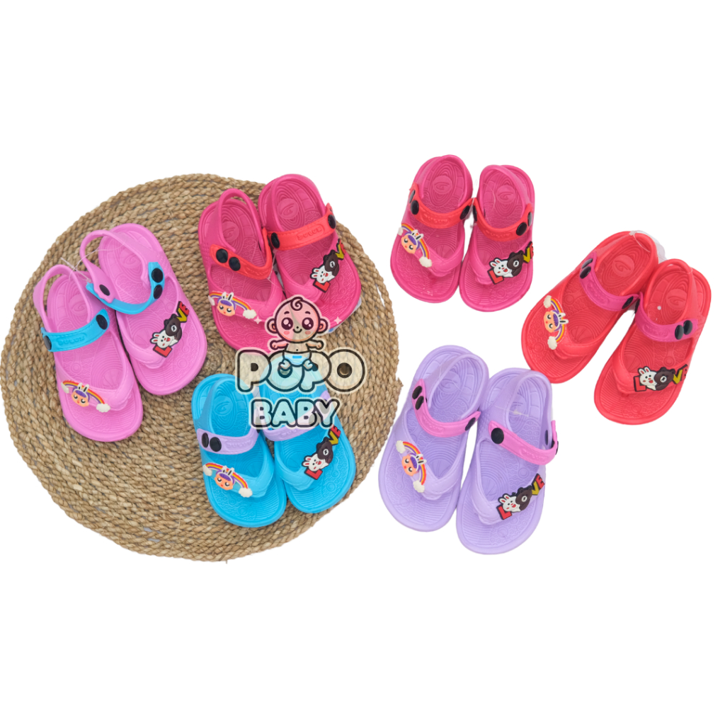 SEPATU SANDAL JEPIT KARET ANAK PEREMPUAN MOTIF LOVE BTS DULUX