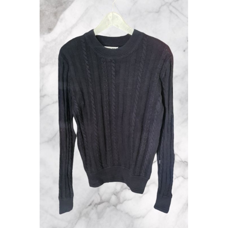 Sweater Rajut Kepang Global Work Hitam