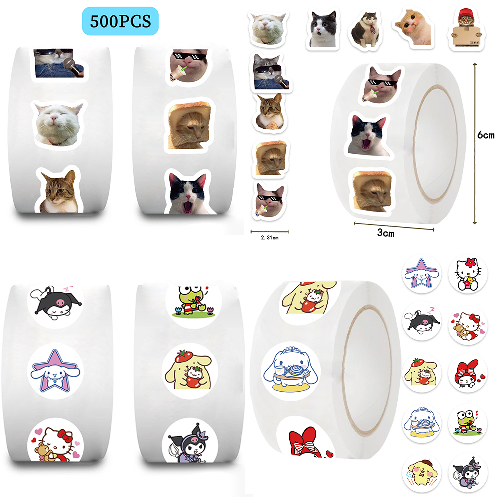 

Lucu kucing Roll Isi 500 Pcs Stiker Sanrio Sticker Anti Air Stikers Berperekat Waterproof sticker decal buat Motor Helm Buku Journal Koper Casing HP Laptop Botol Minum