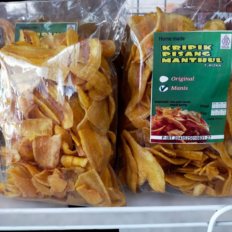 

Kripik pisang manthul varian manis dan original berat kurleb 250g