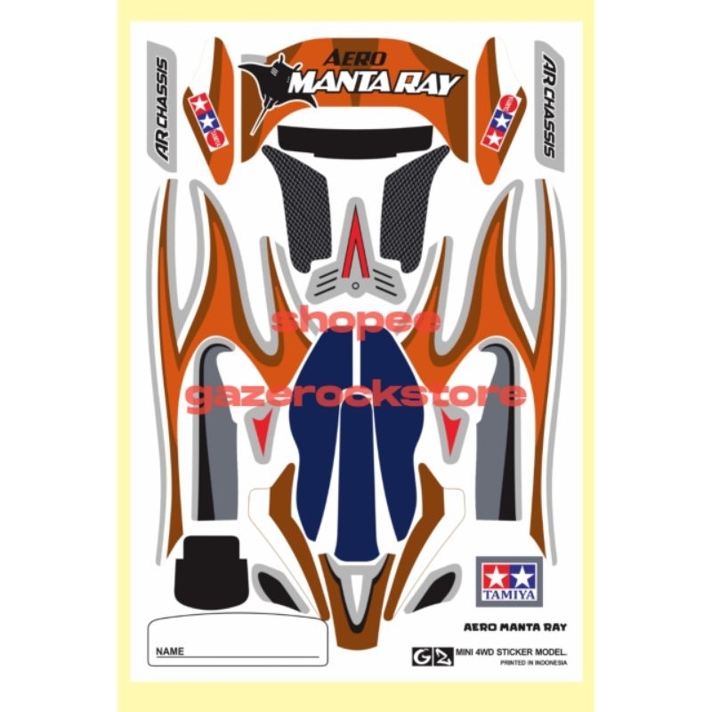 Stiker Tamiya Aero Manta Ray Cutting Vinyl