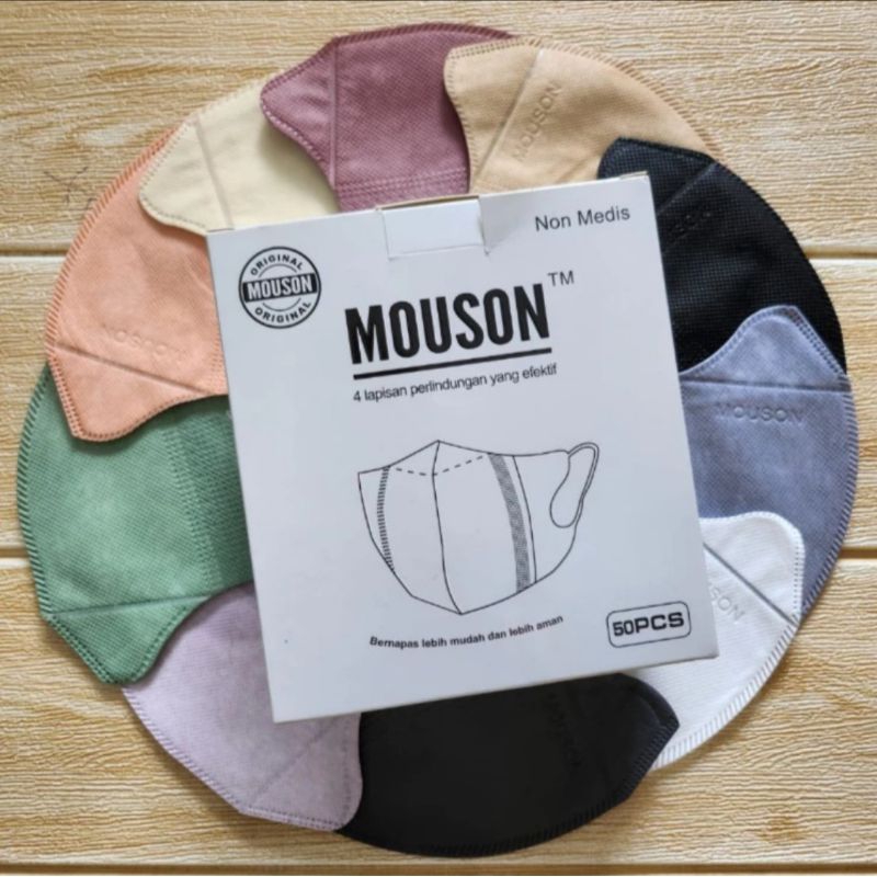 Masker Duckbill MOUSON Isi 50 Pcs Mix Warna - Hitam - Putih