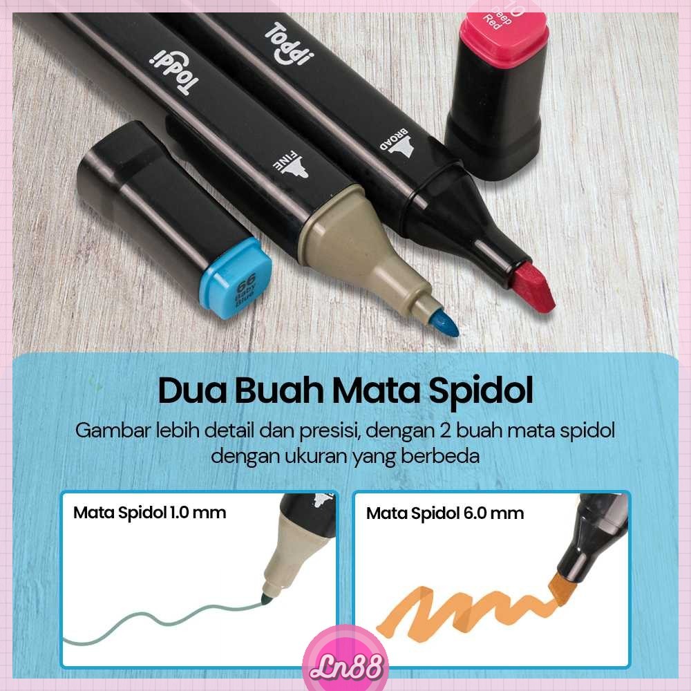 

Spidol Art Marker Brush Dual Side Double Tip 1.0mm 6.0mm - Toddi CY-006