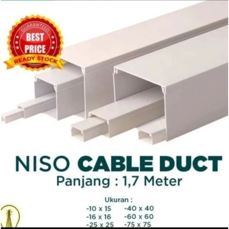 Kabel Duct 25x25 NISO Pelindung Kabel / Trunking / Pelindung Kabel / Wiring Duct Niso 25 x 25 Putih