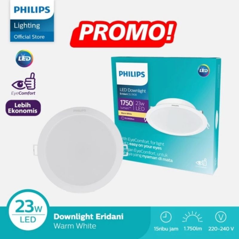PHILIPS Downlight Bulat Eridani Kuning 23W 23Watt 23 Watt W DL190B Lampu Led Plafon Led18 D200